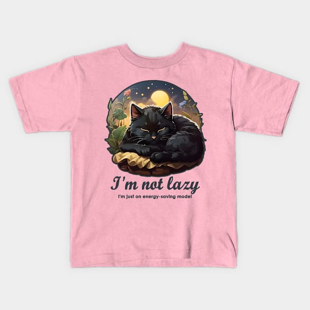 I'm not lazy I'm just on energy-saving mode! - Cute Cat Kids T-Shirt by Pawtastic Apparel